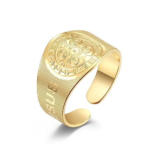 SUYGGCK Ringe für Damen Herrenring Exorzist Titanium Stahlring Ring Öffnen Verstellbares Paar Freunde Geschenk-Gold,8# Adjustable von SUYGGCK