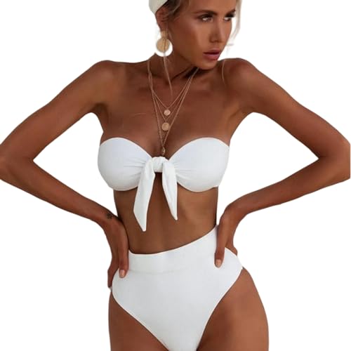 SUYHKO Bikini Badeanzug Strand Kleidung Bikini Badeanzüge Aus Schnitt Frauenbademous One Schulterbikini Aus -weiß-m von SUYHKO