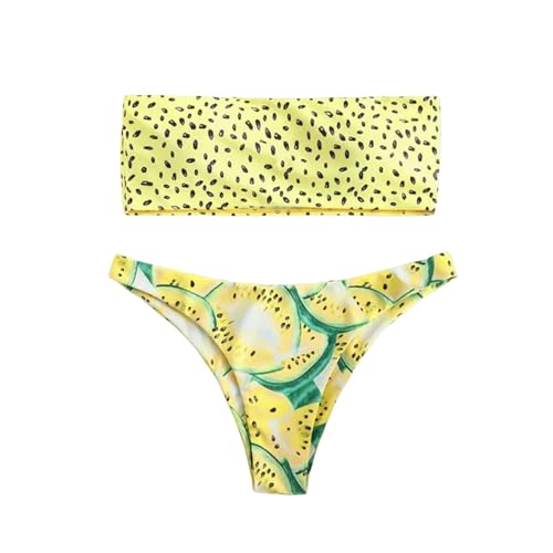 SUYHKO Bikini Bandeau Bikini Swimwear Women Bikini High Taille Badeanzug Schwimmanzug-gelb-l von SUYHKO