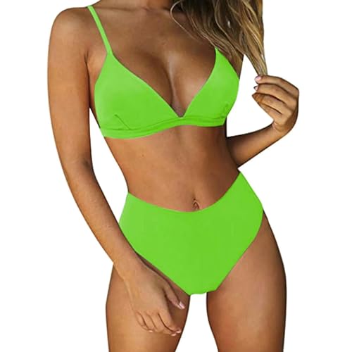 SUYHKO Bikini Frauen Bandeau Gepolstert Push Up Badeanzug Badebekleidung Strandwege Bikini Set-grün-s von SUYHKO