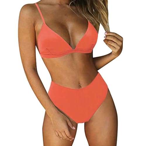 SUYHKO Bikini Frauen Bandeau Gepolstert Push Up Badeanzug Badebekleidung Strandwege Bikini Set-orange-s von SUYHKO