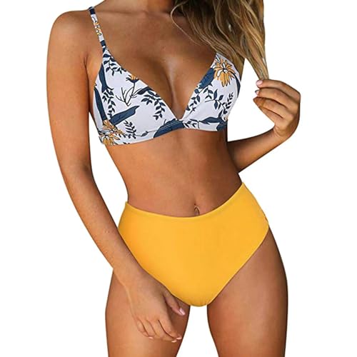 SUYHKO Bikini Frauen Bandeau Gepolstert Push Up Badeanzug Badebekleidung Strandwege Bikini Set-weiß-s von SUYHKO