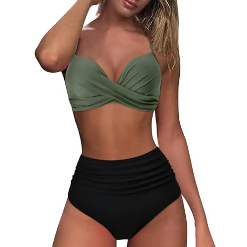 SUYHKO Bikini Frauen Print Bikinis Badeanzug Set Zwei Stücke Strandanzug Badeanzug Damen Womens-grün-XL von SUYHKO