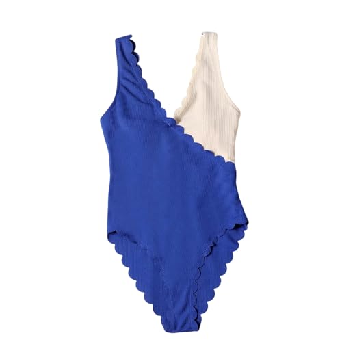 SUYHKO Bikini Mit Überbissenem Spleißen Hochgeschnitten EIN Stück Badeanzug Frauen Badebekleidung Weiblicher Anzug Schwimmdame-blau Beige-m von SUYHKO