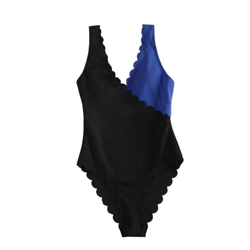 SUYHKO Bikini Mit Überbissenem Spleißen Hochgeschnitten EIN Stück Badeanzug Frauen Badebekleidung Weiblicher Anzug Schwimmdame-schwarz Blau-m von SUYHKO