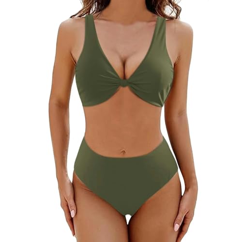 SUYHKO Bikini Vintage Bikini Sets Badeanzug Frauen Anzüge Badebekleidung Solid Farbe Deep V-Ausschnitt Badeanzug Strand-b-m von SUYHKO