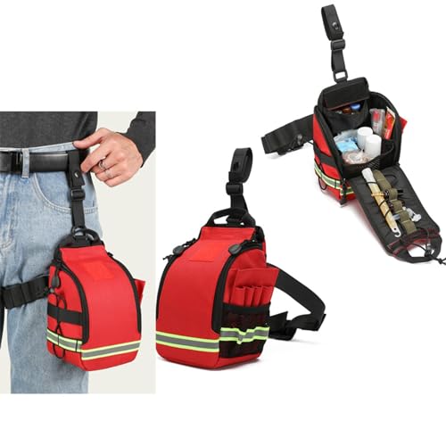 Erste-Hilfe-Taschen leer, Erste-Hilfe-Gürteltasche, Rettungsschwimmer-Hüfttasche, tragbare Ersthelfer-Trauma-Tasche mit reflektierendem Streifen für Radfahren, Wandern, Camping, Kindertagesstätte von SUYUDD