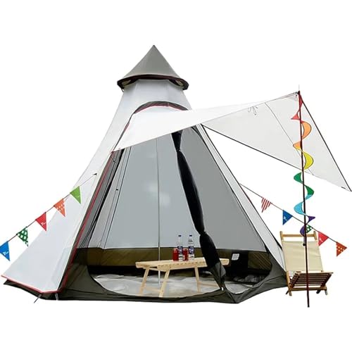 Luxus Jurte Zelt für Familie Glamping, 4 Saison wasserdicht Camping Jurte Zelt für 5~6 Personen, Canvas Bell Zelt für Familie Camping Outdoor Jagd Party von SUYUDD