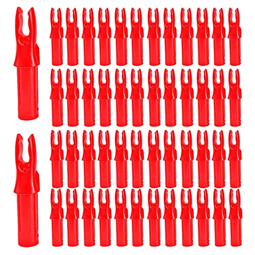 SVUPUE Bogenschießen Pfeil Nocken, 50 Stück Pfeilnocken Kunststoff, Pfeilnocke für 6,2mm Durchmesser Pfeilschäfte, Rot von SVUPUE