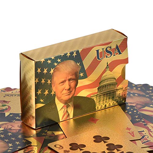 SW Donald Trump Spielkarten - Gold Spielkarten Deck von wasserdichten Pokerkarten für Spiel für Tischspiele gutes Trump Geschenk für Männer, von SW