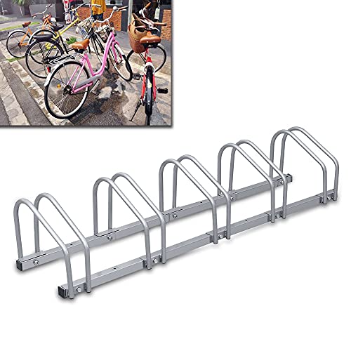 SWANEW Fahrradständer Aufstellstände für 5 Fahrräder Boden Wand Montage Metall Platzsparend mit 35-55 mm Reifenbreite Mehrfachständer Platzsparend 130 * 32 * 26cm von SWANEW