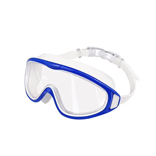 SWAUSWAUK Schwimmbrille Kinder - Kind Taucherbrille Mädchen Jungen 4-12 Jahre Größere Linse Wasserdicht Anti Fog (Blau & Weiß1) von SWAUSWAUK