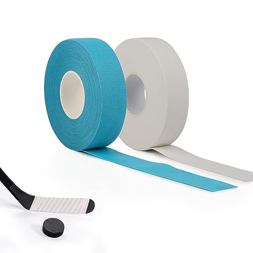 SWAWIS 2 Rollen Schlägertape Eishockey, Eishockey Hockeyschläger Tape Blau & Weiß, 2.5cmx25m Griffband, Hockeyschlägerband für Hockey Badmintongriff Golf Pole von SWAWIS