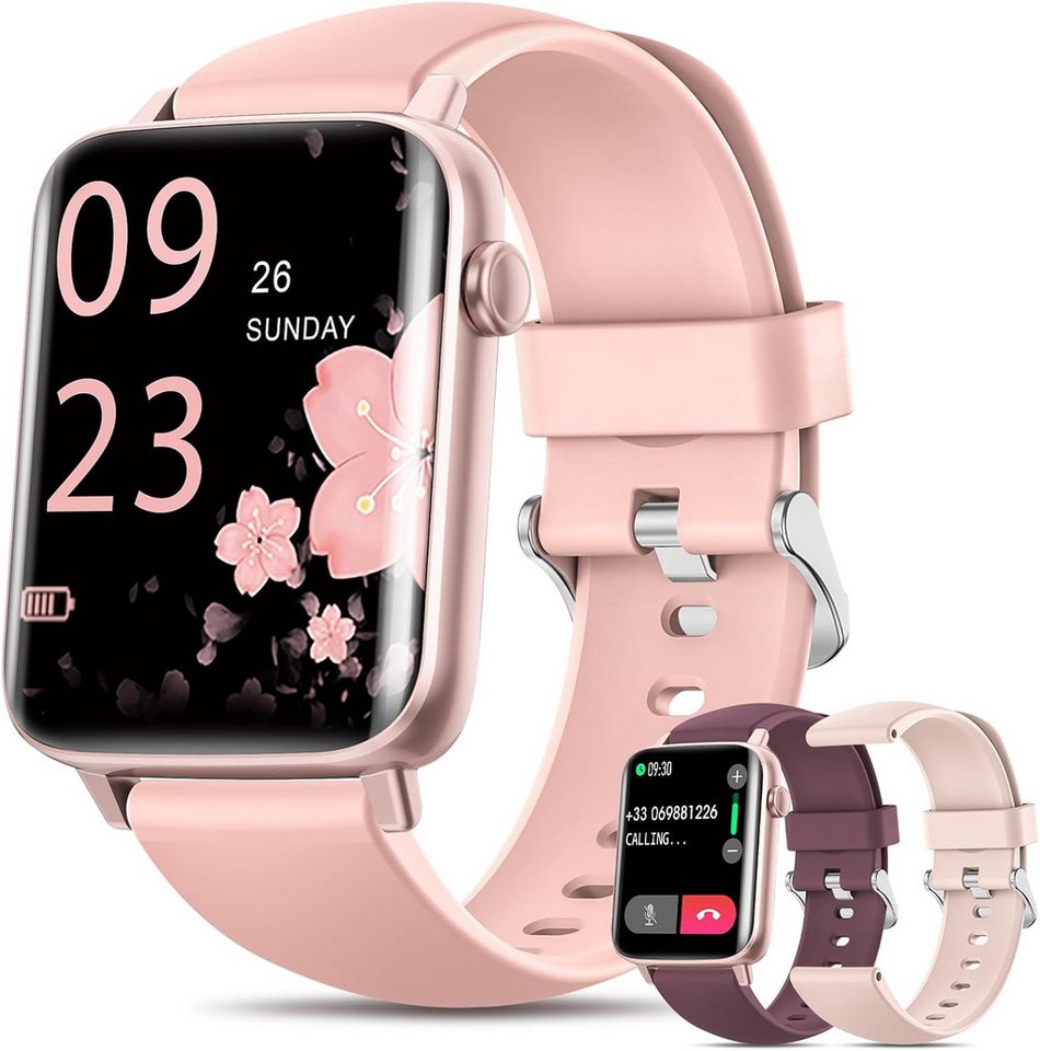 SWGOTA Lang anhaltende Akkulaufzeit Smartwatch (1,07 Zoll, Android, iOS), mit Telefonfunktion,Fitnessuhr Pulsuhr Schlafmonitor SchrittzählerSpO2 von SWGOTA