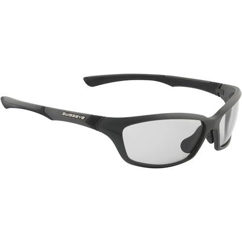 SWISSEYE Drift Sportbrille (100% UVA-, UVB- und UVC-Schutz, verstellbarer Nasenbereich & gummierte Bügelenden, splitterfreies Material TR90, inkl. Etui & Wechselscheibe), anthracite matt/black von SWISSEYE