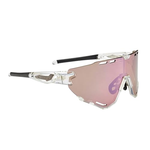 SWISSEYE Mantra Sportbrille (100% UVA-, UVB- und UVC-Schutz, verstellbarer Nasenbereich & gummierte Bügelenden, splitterfreies Material TR90, inkl. Etui), shiny laser crystal von SWISSEYE