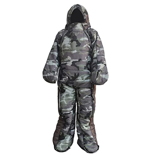 Leichte Schlafsack Mit Ärmeln Für Erwachsene Mit Armen Beinen Tragbarer Schlafsackanzug Outdoor Baumwoll Warmer Schlafsack, Wasserfest Winddicht Deckenschlafsack Für Camping (XL-Camouflage) von SXFYHXY