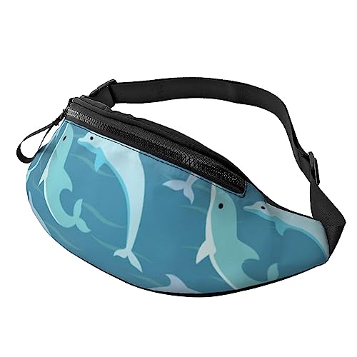 Sea Dolphin Bauchtasche mit Kopfhöreranschluss und Taschen, verstellbarer Gürtel für Outdoor, Workout, Wandern, Delfin, Einheitsgröße von SYLALE