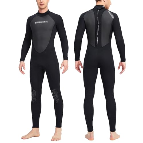 Herren 3mm Langer Neoprenanzug Ganzkörper-Tauchanzug Rücken Front Zip Neoprenanzug Zum Tauchen Schnorcheln Surfen Schwimmen (Color : Style2, Size : 4XL) von SYLUOQP