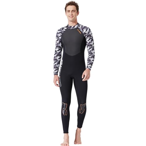Herren Neoprenanzug Jumpsuit 3MM Neoprenanzug Back Front Zip Freiwasserschwimmen Ironman-Rennen (Color : Style1, Size : L) von SYLUOQP