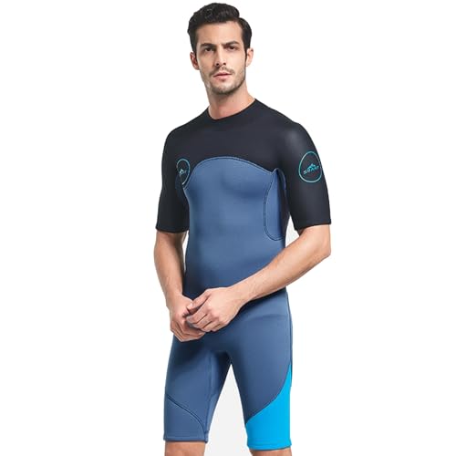 Neoprenanzug Männer 2mm, Neopren-Tauchanzüge Surfen Schwimmen Kurzarm Rückenreißverschluss In Kaltem Wasser Für Wassersport (Color : A, Size : 3XL) von SYLUOQP