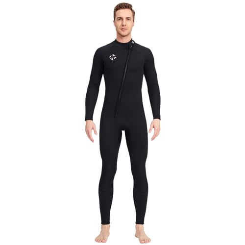 Neoprenanzug Männer 3mm Neoprenanzug Front Zip Langärmelig Verdickt Warm Zum Tauchen Schnorcheln Surfen Schwimmen (Color : Schwarz, Size : XL) von SYLUOQP