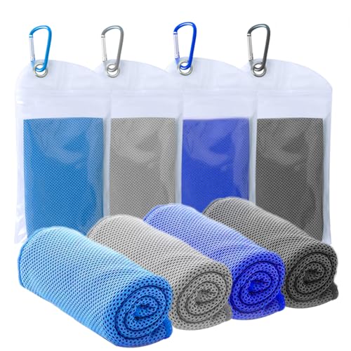 SZELAM [4 Stück] Kühlendes Handtuch (101.6x30.5 cm) Schweißhandtuch, kühlende Handtücher für heißes Wetter, Eishandtuch für Sport, Yoga, Fitnessstudio und mehr, kühlende Handtücher für Sportler von SZELAM