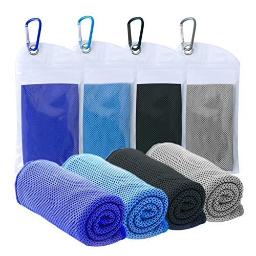 SZELAM 40/''x 12/''kühlende Handtücher, 4 Pcs kühlende Handtuch für Hals und Gesicht, Fitness-Handtücher, Yoga, Golf, Camping, Outdoor-Sporthandtuch sofortige Kühlung, Blau-grau-schwarz-dunkelblau von SZELAM