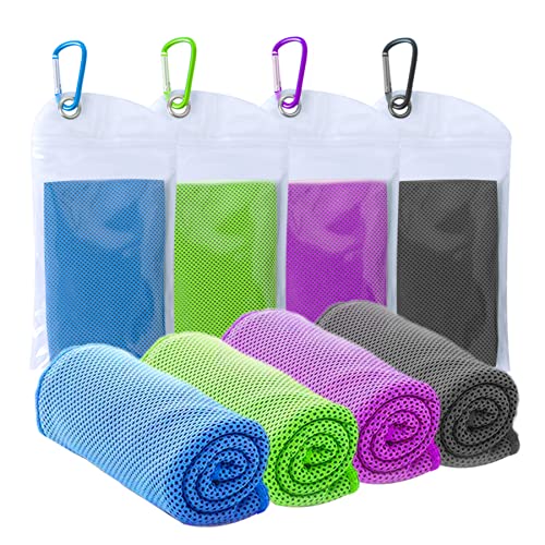 SZELAM 40/''x 12/''kühlende Handtücher, 4 Pcs kühlende Handtuch für Hals und Gesicht, Fitness-Handtücher, kühles Training, Outdoor-Sporthandtuch sofortige Kühlung, Blau-grün-lila-dunkelgrau von SZELAM