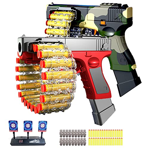 Nerf Gun Ziel 2 Pack Elektrische Schaumblaster Blaster Guns ， mit 120 Stkweiten Nachfüllschaum-Dart-Bullet und 40 Kettenmagazin 1PCS Electronic Scoring Target für, Spielzeug für 4-13 Jahre alte Jungen von SZJYMY