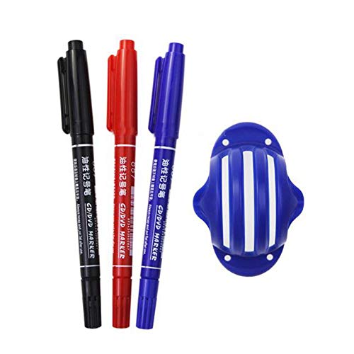 SZMYLED Golfball-Marker, Zeichenwerkzeug, Ausrichtungsvorlage, Übungshilfe, Putting-Hilfe, mit 3 Stiften, blauer Linienzeichnungsstift + 3 dreifarbiger Linienzeichnungsstifte von SZMYLED