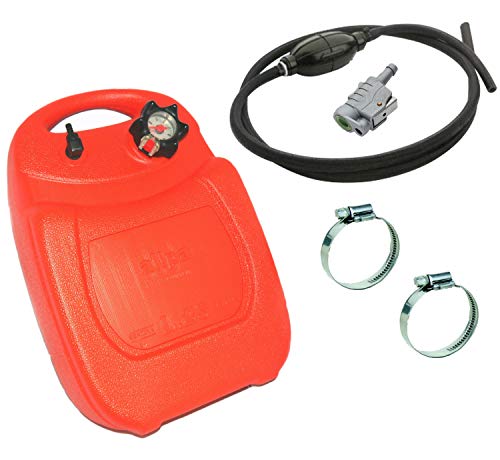 Saarwebstore Tragbarer Tank 12/25l Benzintank Schlauch mit Pumpball+Motoranschluß Mercury Yamaha Suzuki kompatibel mit Honda Tohatsu Johnson Evinrude Bootstank (12l, OMC/Evinrude/Johnson) von Saarwebstore