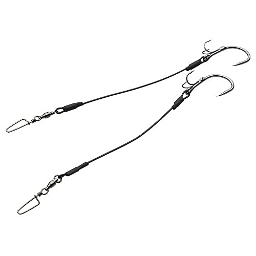 Kinetic Großfisch Stinger, Hakengröße 9/0, ummantelter Power-Draht, Länge 15cm oder 20cm, Tragkraft 100kg, Edelstahl-Sprengringe, 2 Stück (9/0-2 Stück - 150mm) von Sabiki