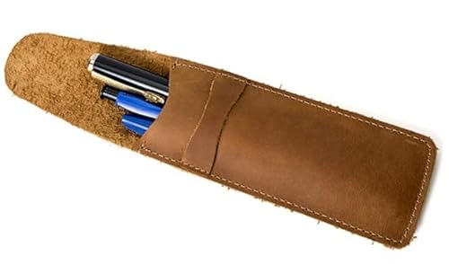 Saddgo Leder-Stifttasche mit Klappetui im Retro-Stil, kleine Stifttasche, 16,3 x 6,1 cm, Geschenk für Geschäftsleute, Damen, Herren, braun, 16*6cm von Saddgo