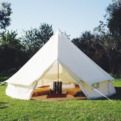 Safari Camping Outdoor Vier Saison Familie nurlaubsort Camping wasserdicht Luxus Bell Zelt oder Zelt zubehör (Off White Oxford Tuch Zelt, Diameter5m) von Safari Camping