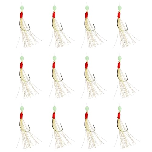 Makrelenfedern-Vorfächer, 60er-Pack vorgebundene Meeresangel-Vorfächer, Haken-Angelfedern, Seefeder-Köder-Angel-Vorfächer, Seeboot-Strand-Pier-Köder-Angelgeräte für Hering, Barsch und Kabeljau von SagaSave