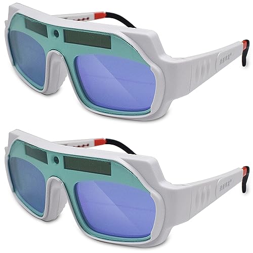 Schutzbrille zum Schweißen, 2 Stück, automatisch verdunkelnde Schweißbrille, Schutzbrille, Sonnenbrille, Schutz vor Blendschweißen, Schutzbrille für Schweißer, Solar-Schweißer-Augenbrille mit von SagaSave