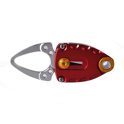 Tragbarer Fischlippengreifer, Aluminium-Angelgreifer, Mini-Käfer-geformtes Griffwerkzeug, Fischhalter, Handgreifer, Fischkontrollgerät, Metall-Angelgriff, Meersalzwasser-Fischklemme (rot) von SagaSave