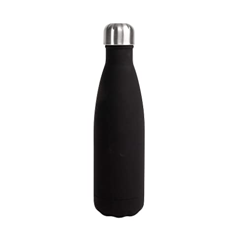 Sagaform Unisex – Erwachsene 5018321 Nils Stahlflasche gummiert schwarz 12/24H, 50cl, 7 x 25.5 cm von Sagaform