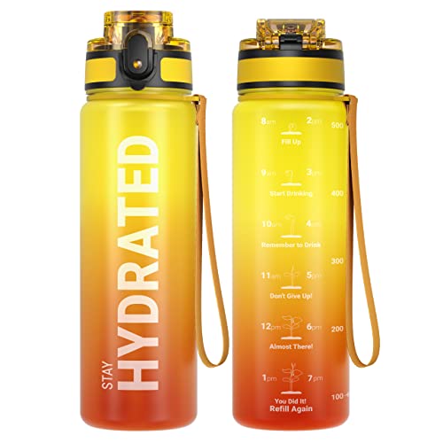 Sahara Sailor Trinkflasche, BPA-Frei Tritan, 1L/500ML/750ML Auslaufsicher Trinkflasche mit Zeitmarkierung für Gym, Sport, Outdoor, Schule, Job von Sahara Sailor