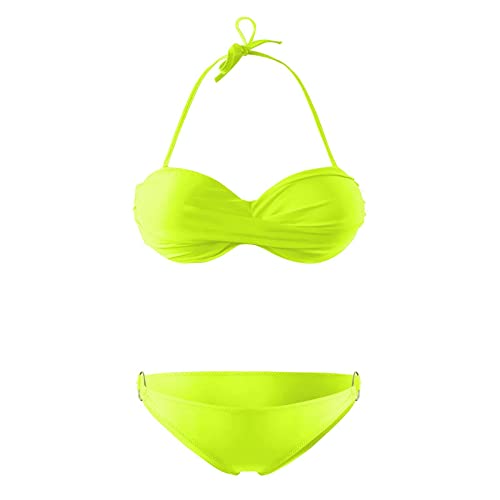 Saingace Bandeau Bikini Damen Push Up Zweiteilige Badeanzug Bademode Bikini Set (Gelb, M) von Saingace