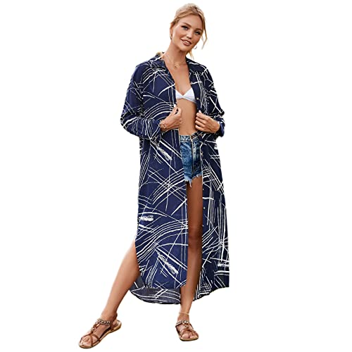 Damen-Kimonos mit Blumendruck, lockerer Badeanzug, lässiger Strand-Badeanzug, Oberteil, Strandkleidung mit Gürtel, Strandvertuschung für Damen, gehäkelt, mit Taschen von Saiyana