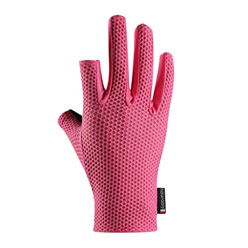 Saiyana Unisex-Fahrradhandschuhe aus Eisseide, 2 geschnittene Finger, UV-Schutz, rutschfeste Fäustlinge, schwarze Handschuhe für Damen von Saiyana