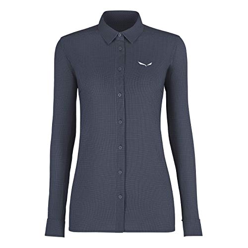 SALEWA Damen PUEZ MINICHECK2 Dry W L/S SRT Blusen & T-Shirts, Ombre Blue, S von Salewa