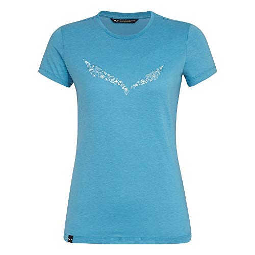 Salewa Solid Dry W S/S, T-Shirt für Damen XXL Blau (Blue Fog Melange) von Salewa