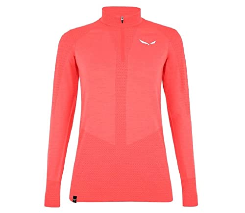 Salewa Zebru Med Warm Amr W 1/2z Tee. Base Layer Top, Neonkoralle, S für Damen von Salewa