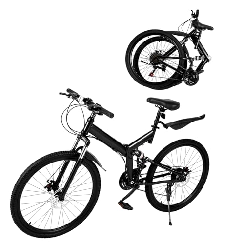 26 Zoll Faltrad Klapprad 21-Gang Mountainbike V Bremse Fahrrad MTB Klappfahrrad Rennrad für Herren, Damen, Jungen von Salmeee