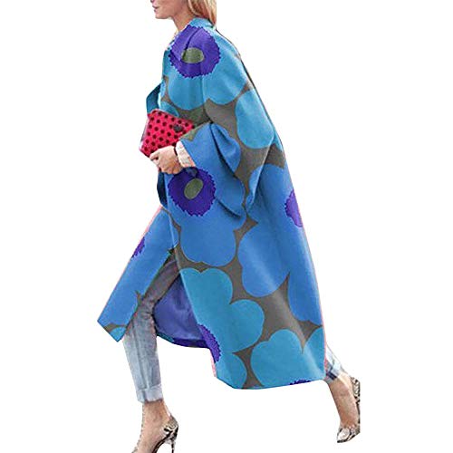 SalmophC Damen Lange Strickjacken mit Taschen, Mode Bunte geometrische Abstraktion Druck ausgestellte Ärmel Trenchcoat Open Front Outwear Jacke von SalmophC
