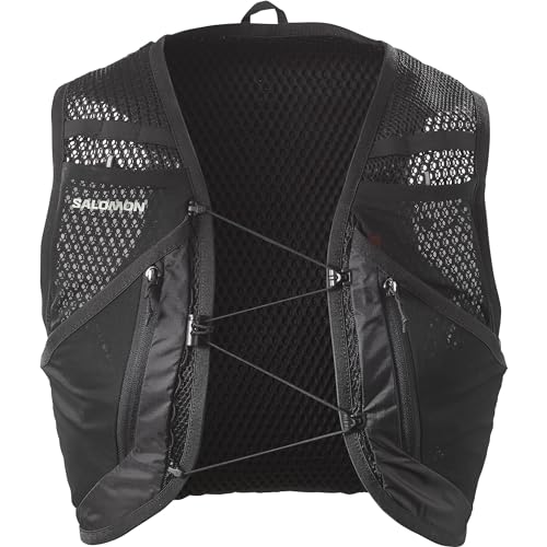 Salomon Active Skin 12 No Flasks unisex-Hydrationsweste Trail running Wandern MTB, Kompatibel mit weichen Trinkflaschen (nicht enthalten), Einfache Flüssigkeitszufuhr, Präzise Passform, Schwarz, S von Salomon