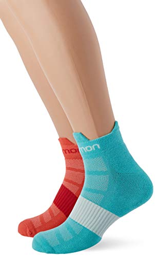 Salomon, 2 Paar knöchelhohe Unisex-Socken, SENSE 2-PACK, Baumwolle/Polyamid, Gr. XL (45-47), Rosa/Orange (Hibiscus/Yucca), LC1132600 von Salomon